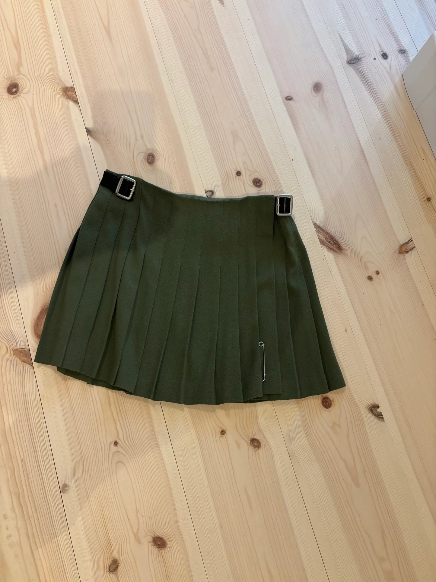 Le Kilt Minikjol I Grön Ull Crepe Skirt