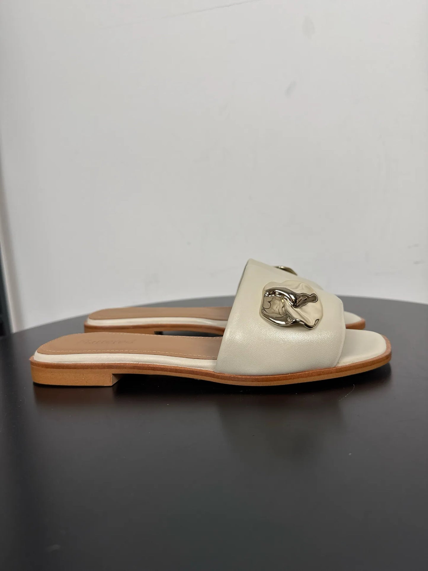 Flattered Mira Creme Leather Sandals