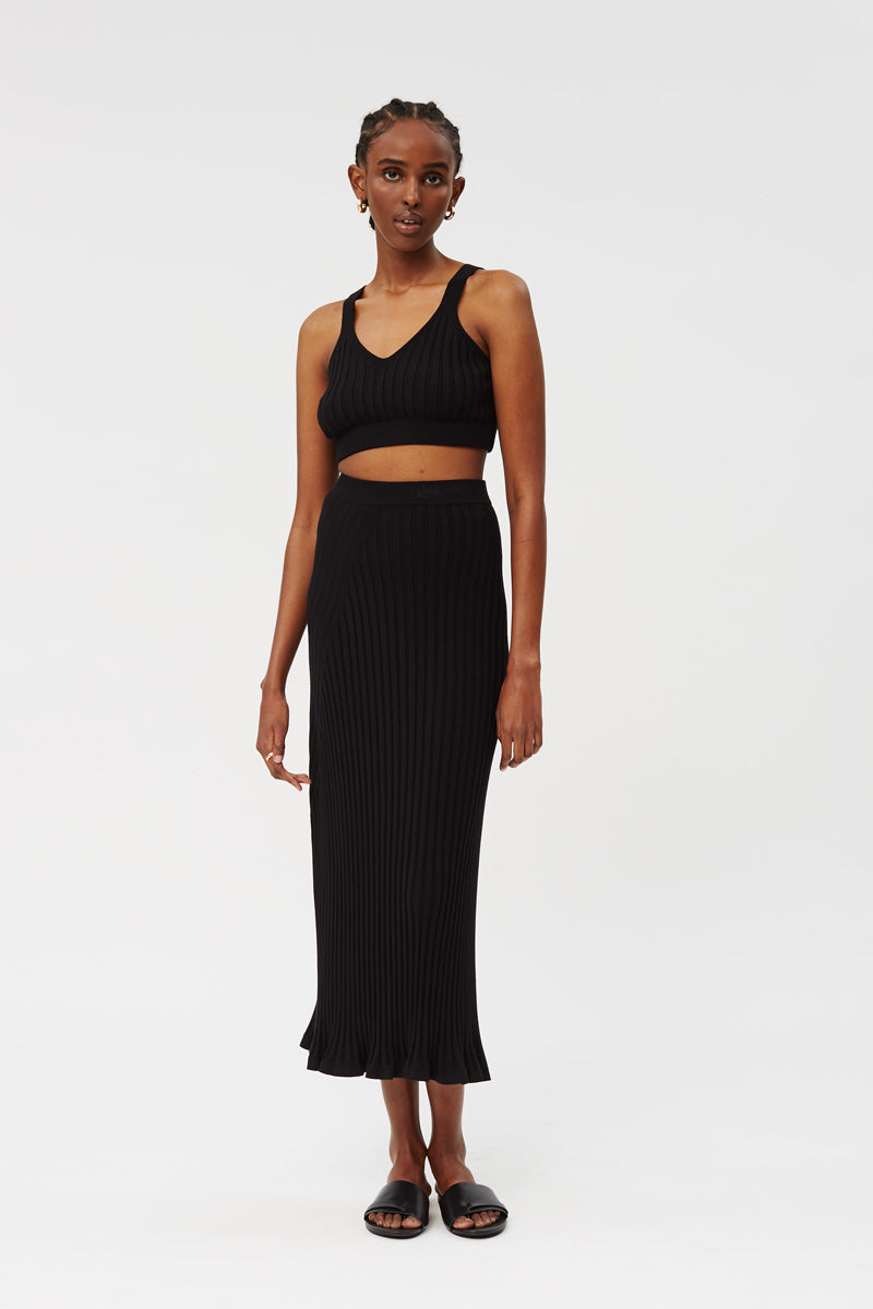 Filippa k pleated midi skirt clearance black