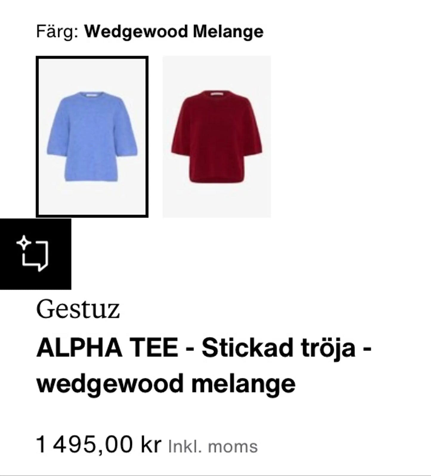 Gestuz Alpha , Wedgewood Melange-ulltröja