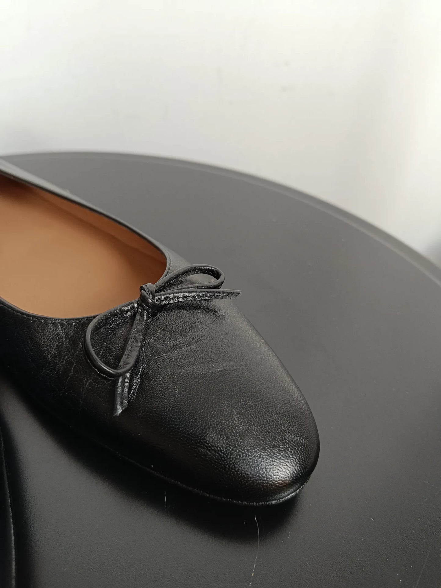 Flattered Bodil leather black-skinnballerinaskor