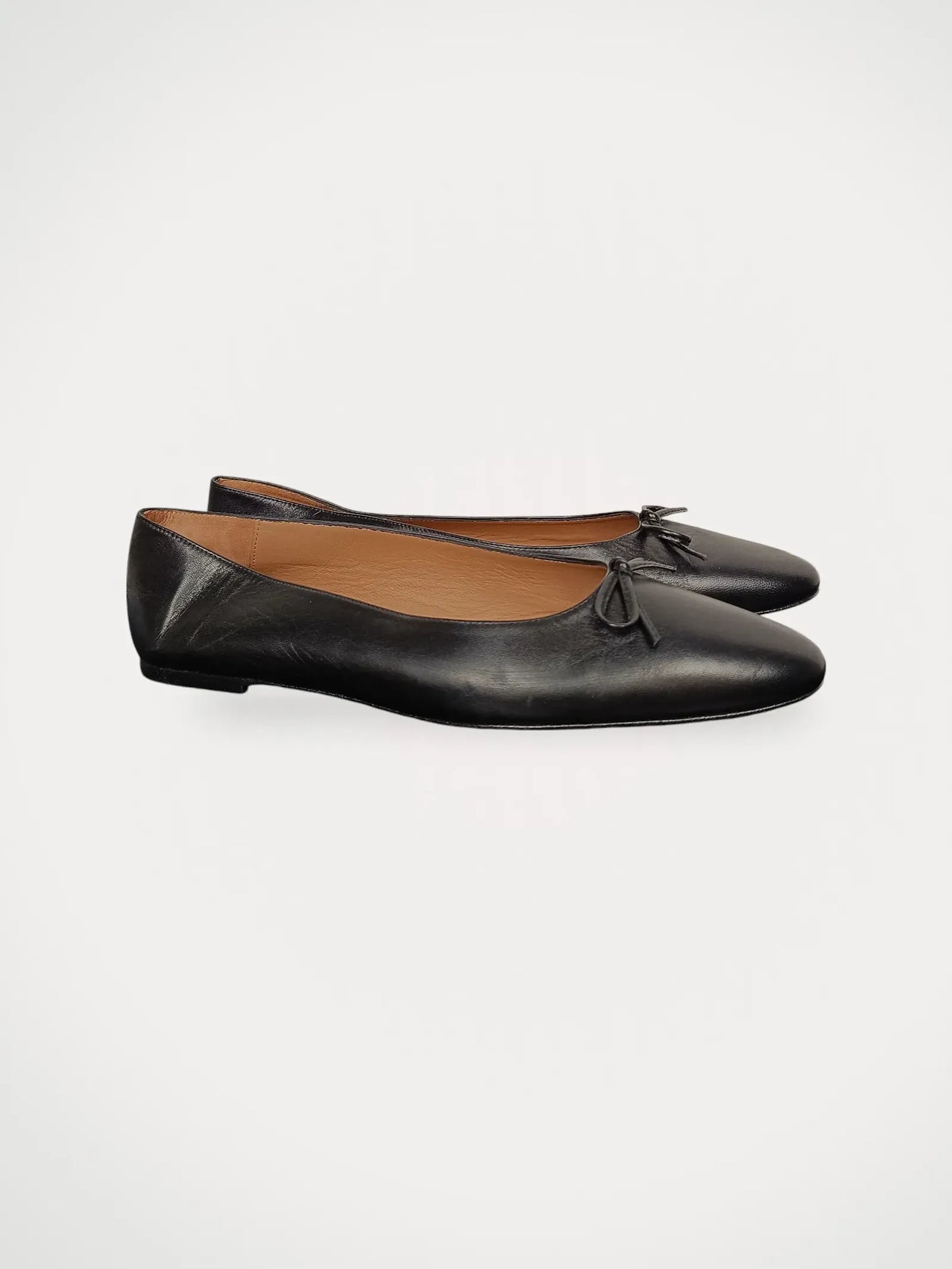 Flattered Bodil leather black-skinnballerinaskor