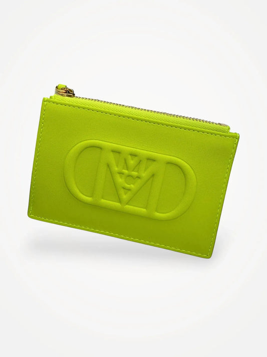 Mcm Neon Green Mode Travia Card Case Wallet