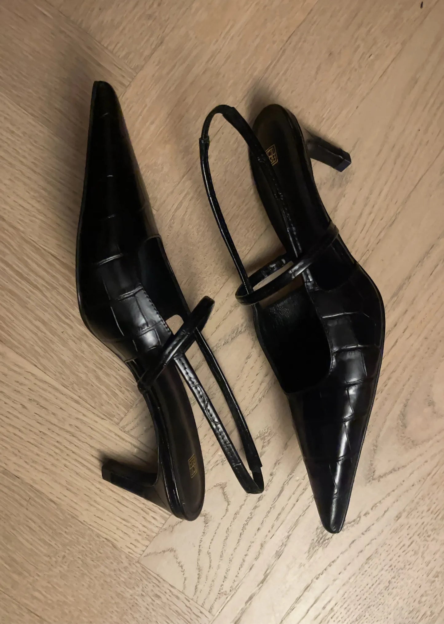 Toteme Sharp Croco-embossed Slingback Heels