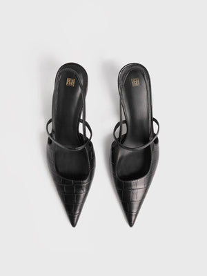 Toteme Sharp Croco-embossed Slingback Heels