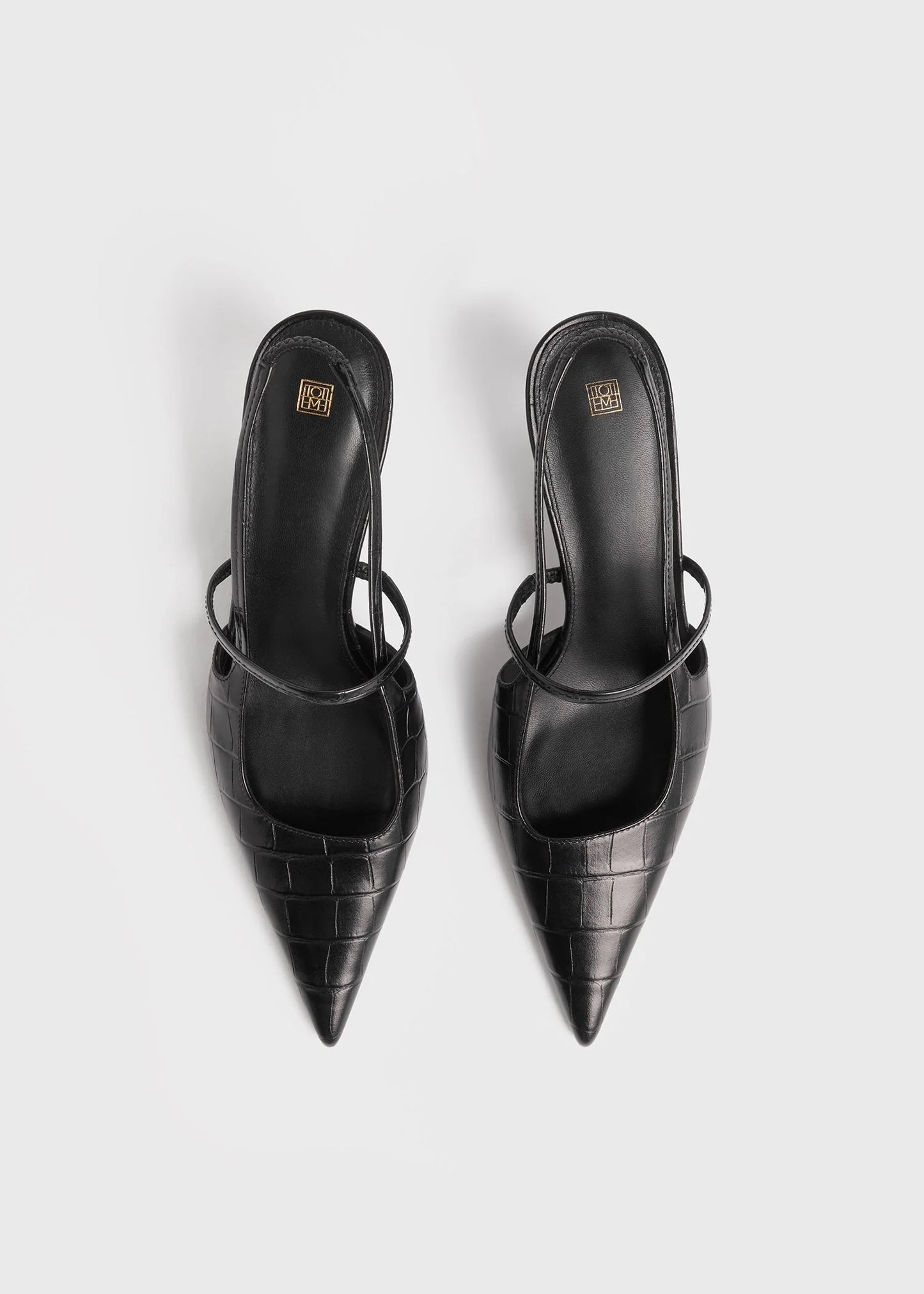 Toteme Sharp Croco-embossed Slingback Heels