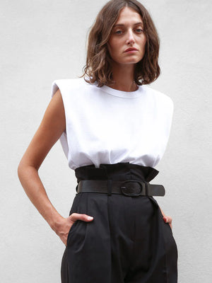 The Frankie Shop Eva Padded Shoulder Muscle T-shirt