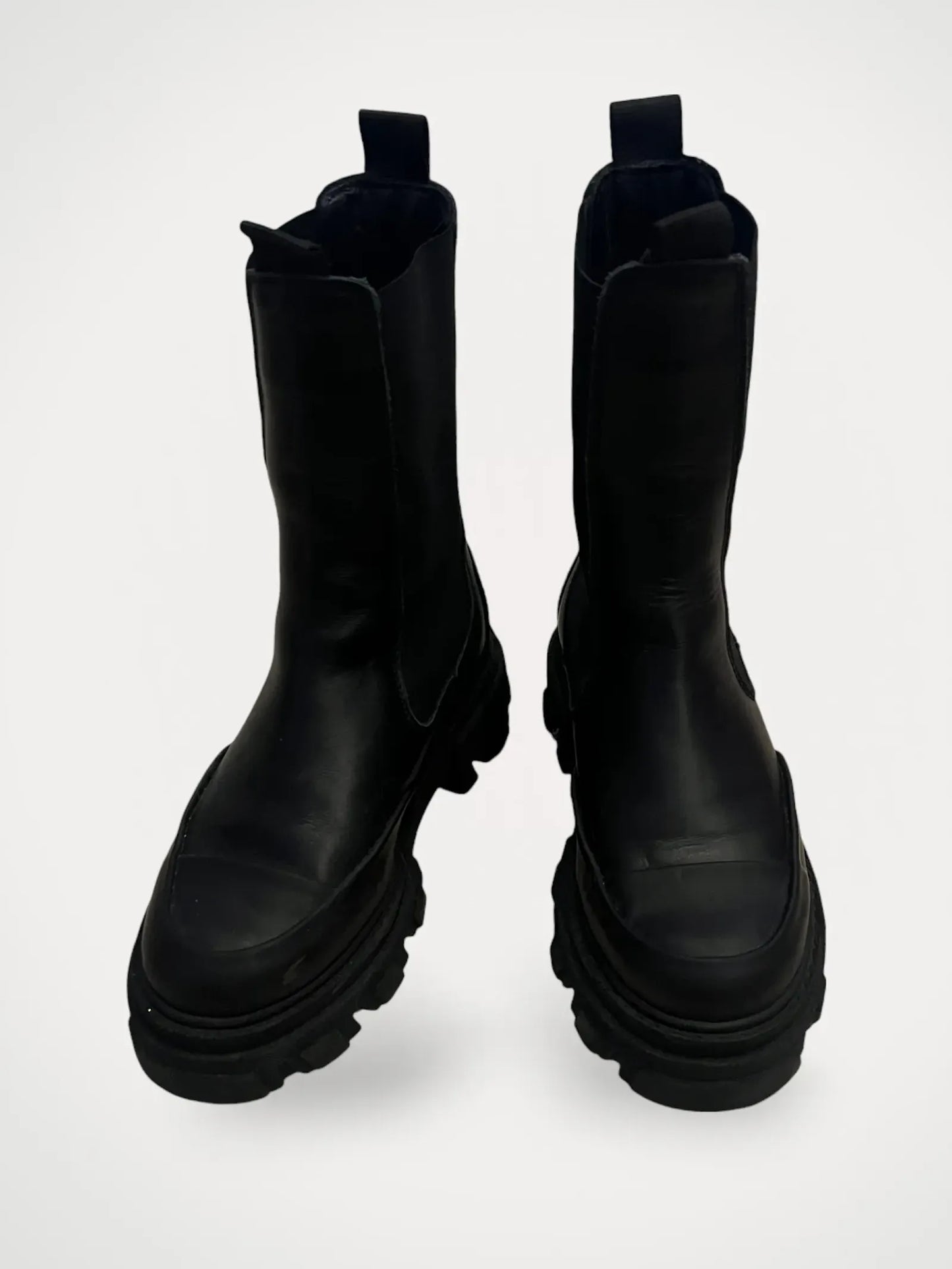 Ganni Black Stitch Cleated Mid Chelsea-skinnboots