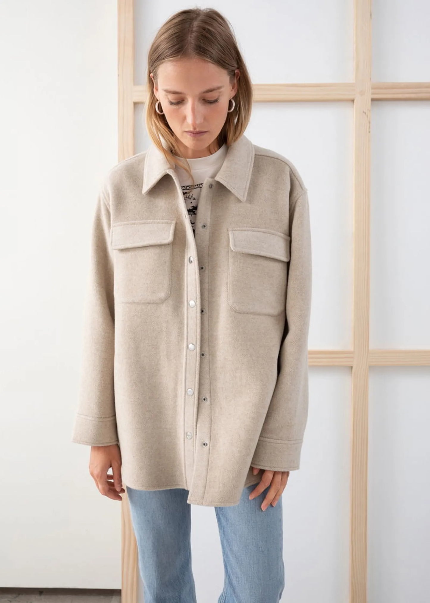 & Other Stories Oversized Wool Blend Workwear-ulljacka