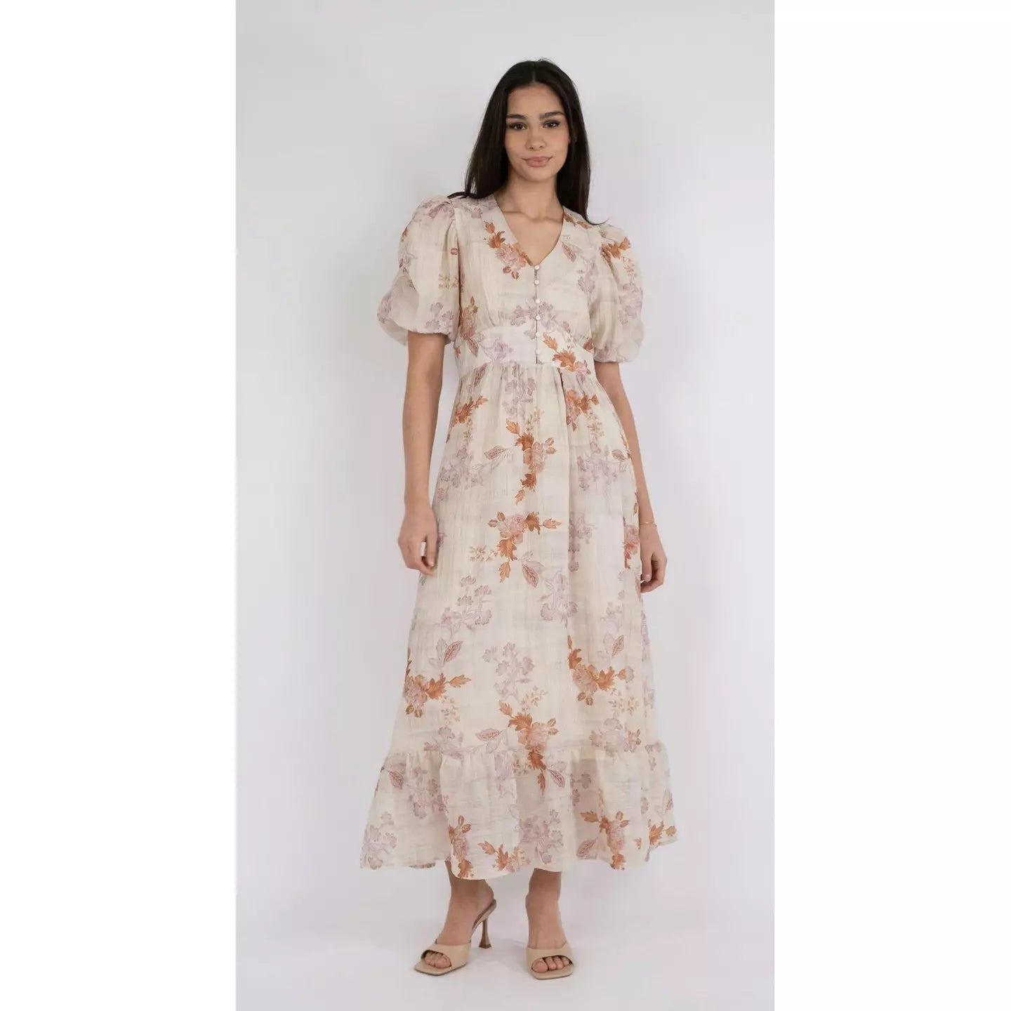 Neo Noir Rilana Airy Floral-sidenklänning NWOT