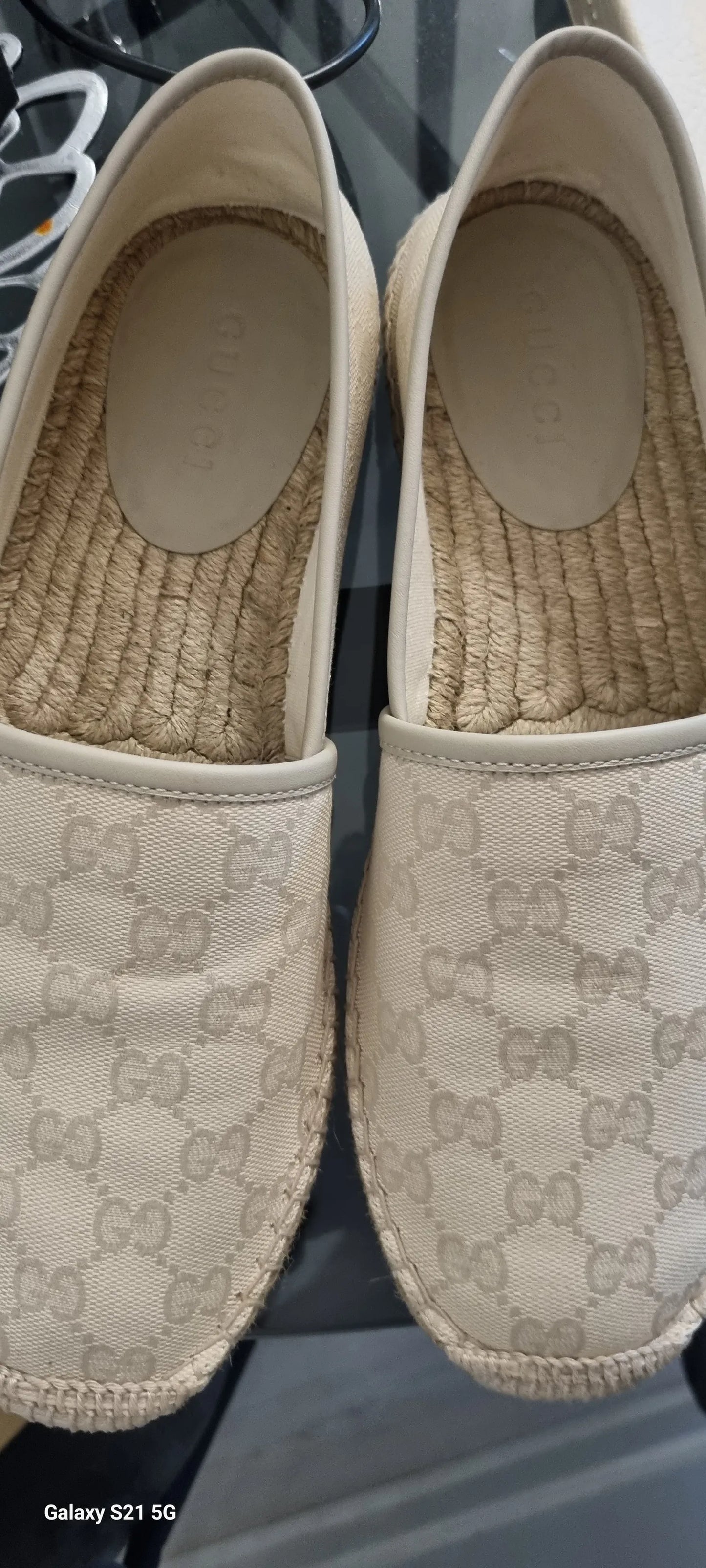 Gucci Espadrille Cloth Beige Loafers