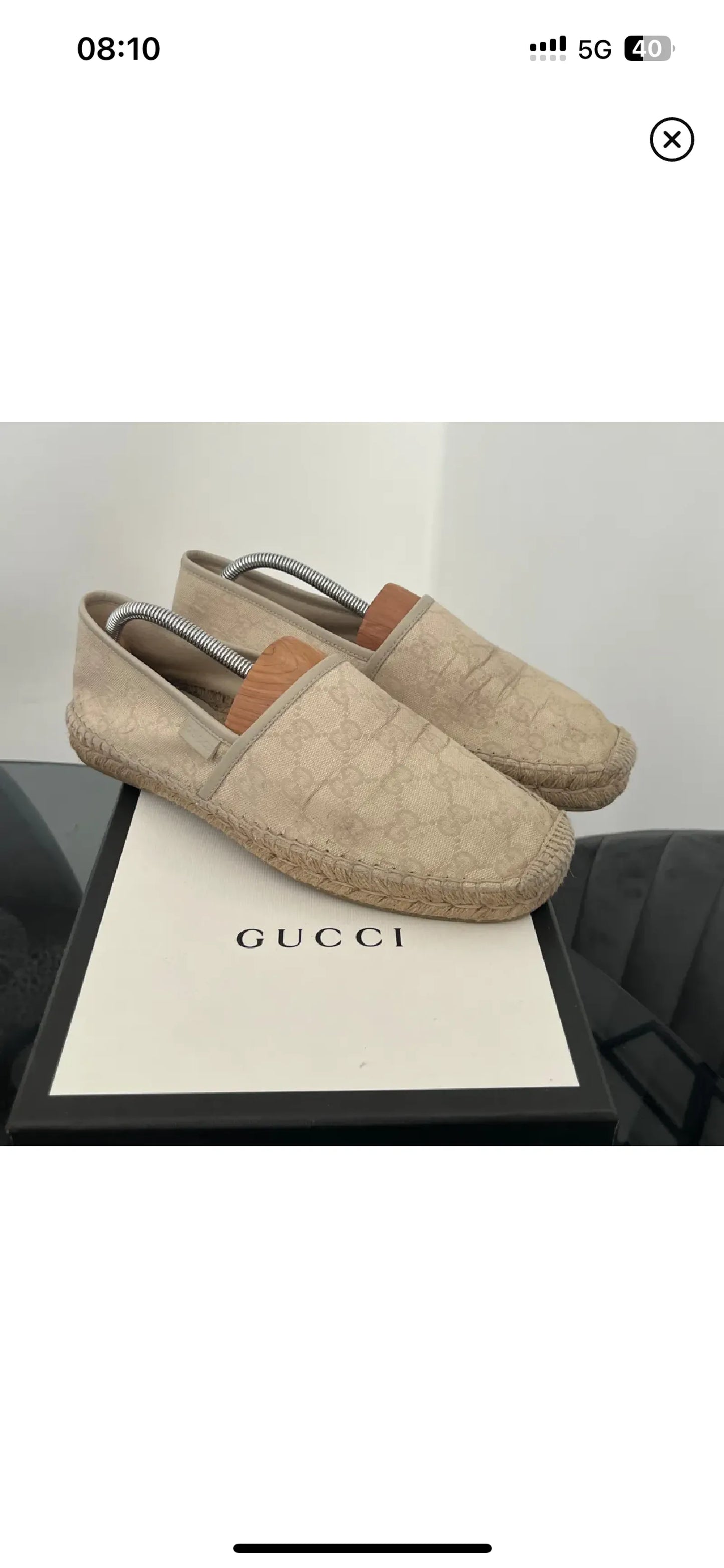 Gucci Espadrille Cloth Beige Loafers