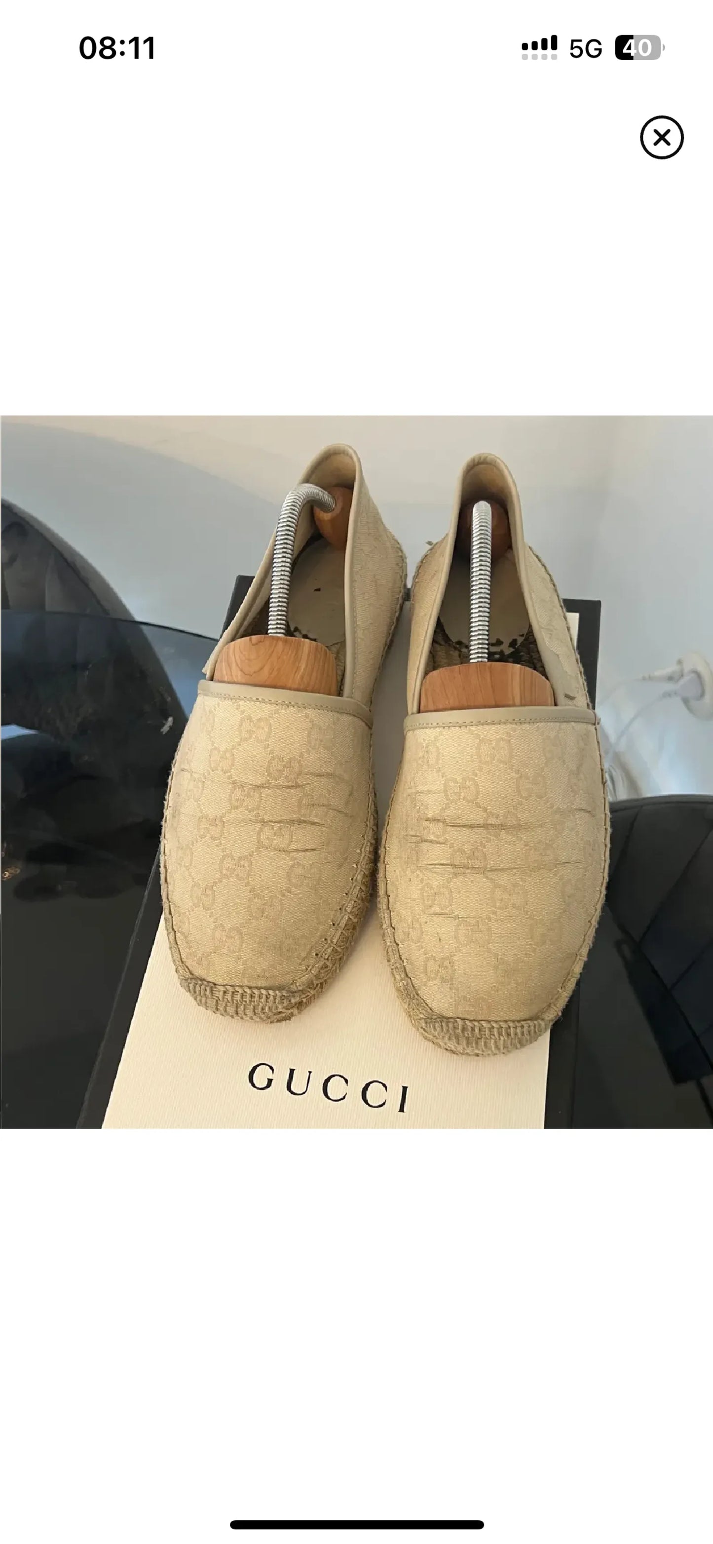 Gucci Espadrille Cloth Beige Loafers