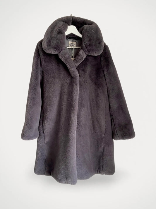 Twist & Tango Birgit Faux Fur Coat, Dove-kappa NWT