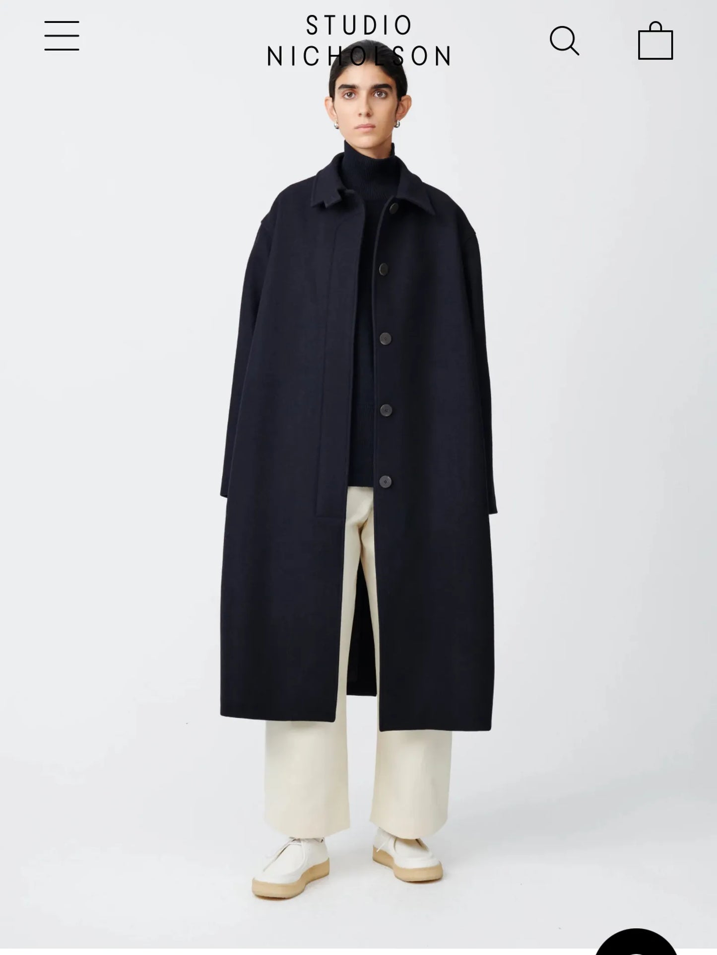Studio Nicholson Ria In Dark Navy Coat