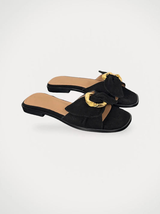 Flattered Marlo Black Suede-sandaler NWT