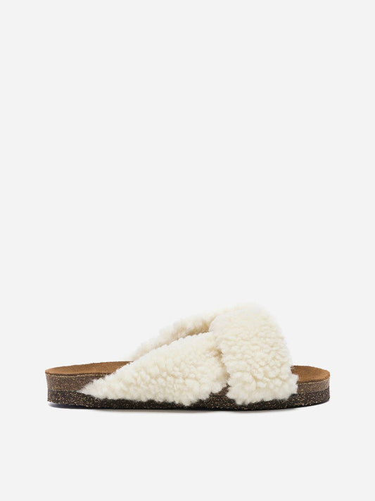 Flattered Lou Teddy Creme Sandals