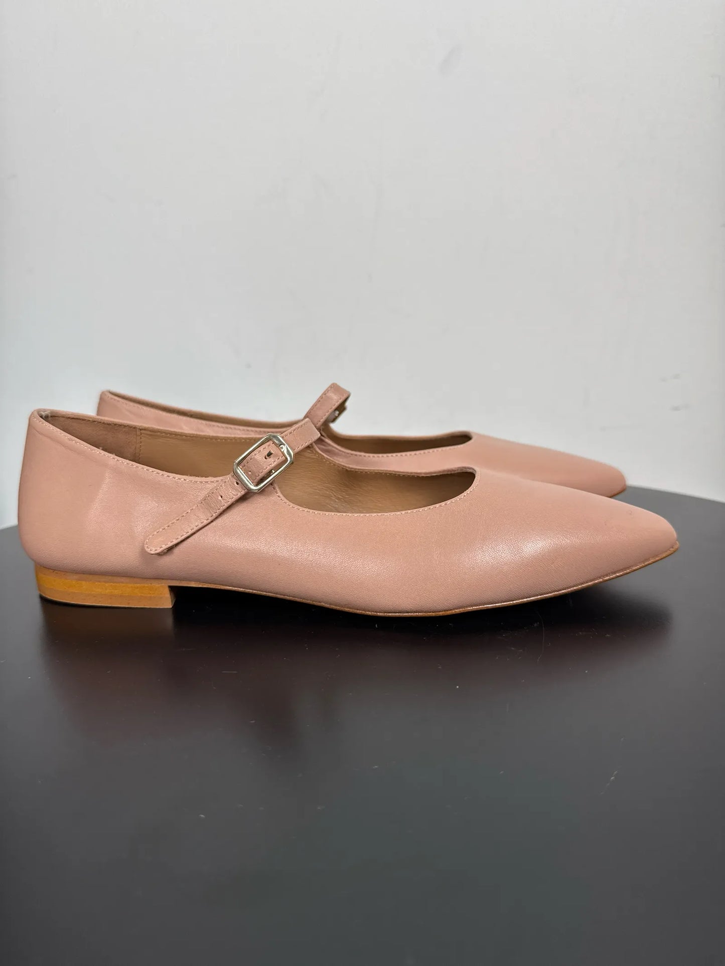 Flattered Camila Pink Leather-skinnballerinaskor NWOT