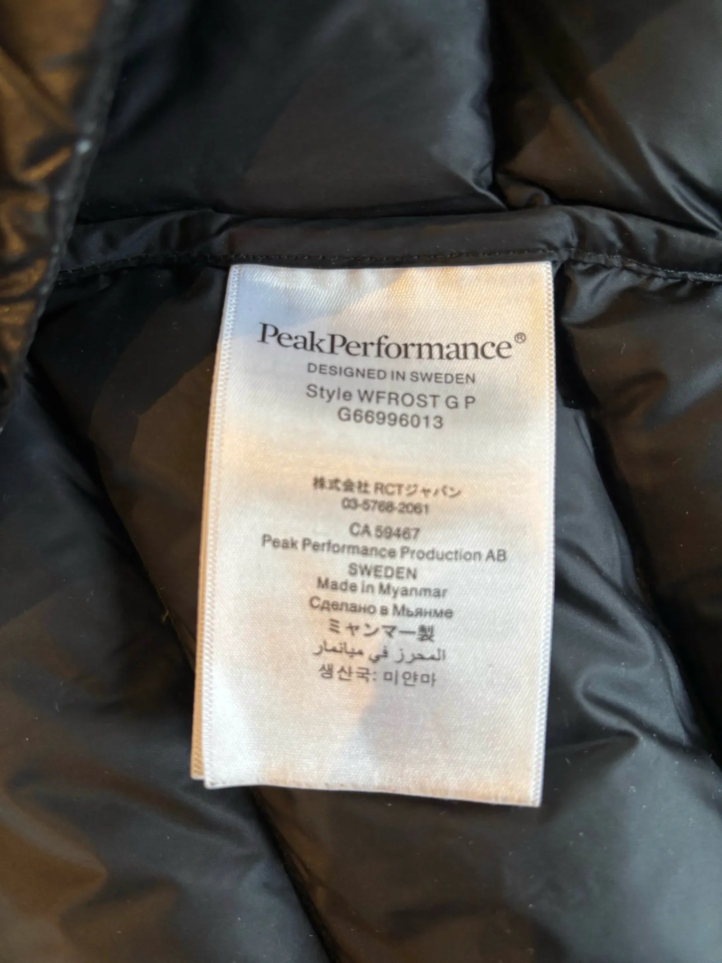 Peak Performance- lång dunjacka NWOT