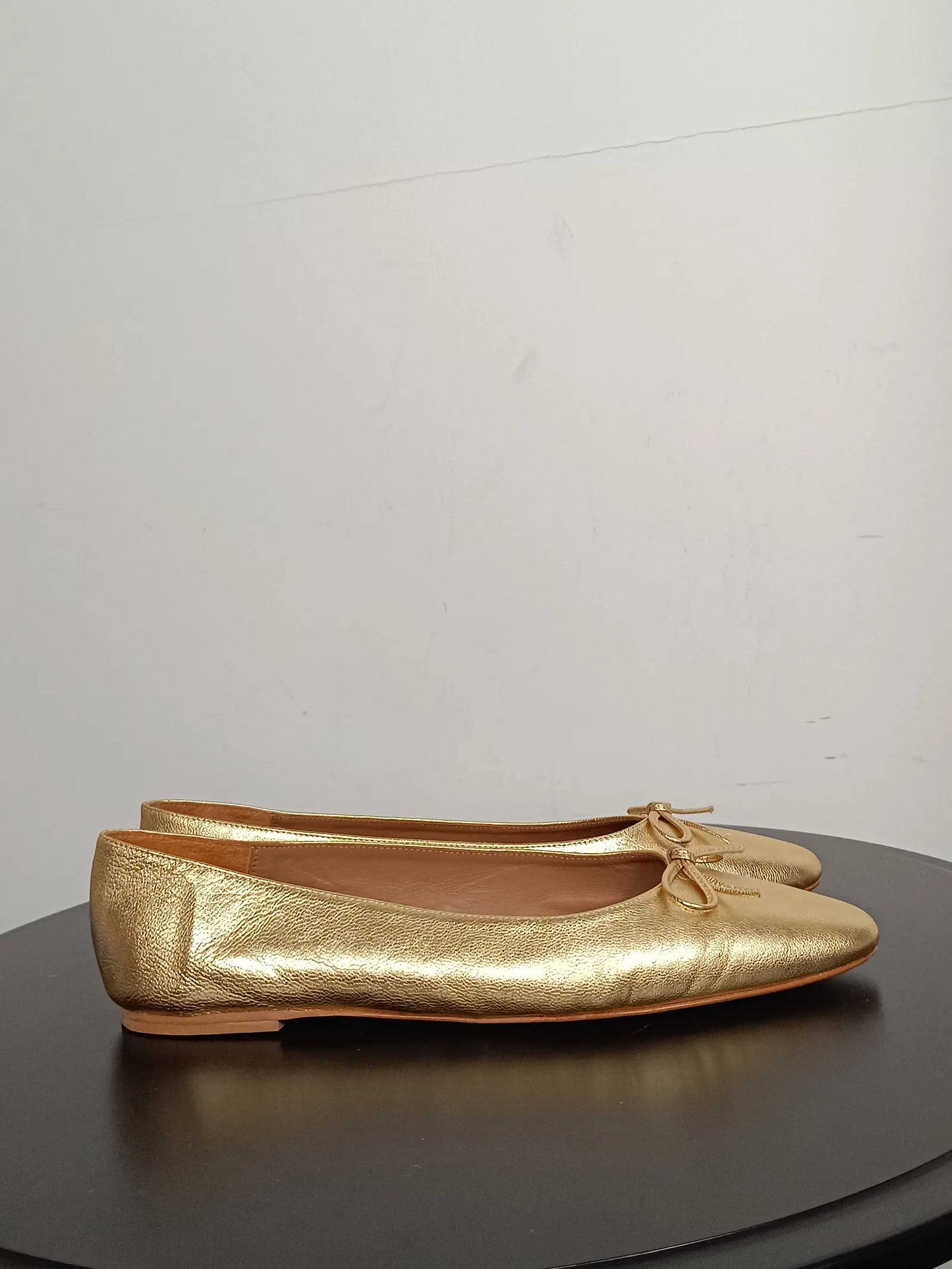 Flattered Bodil Leather Gold-skinnballerinaskor