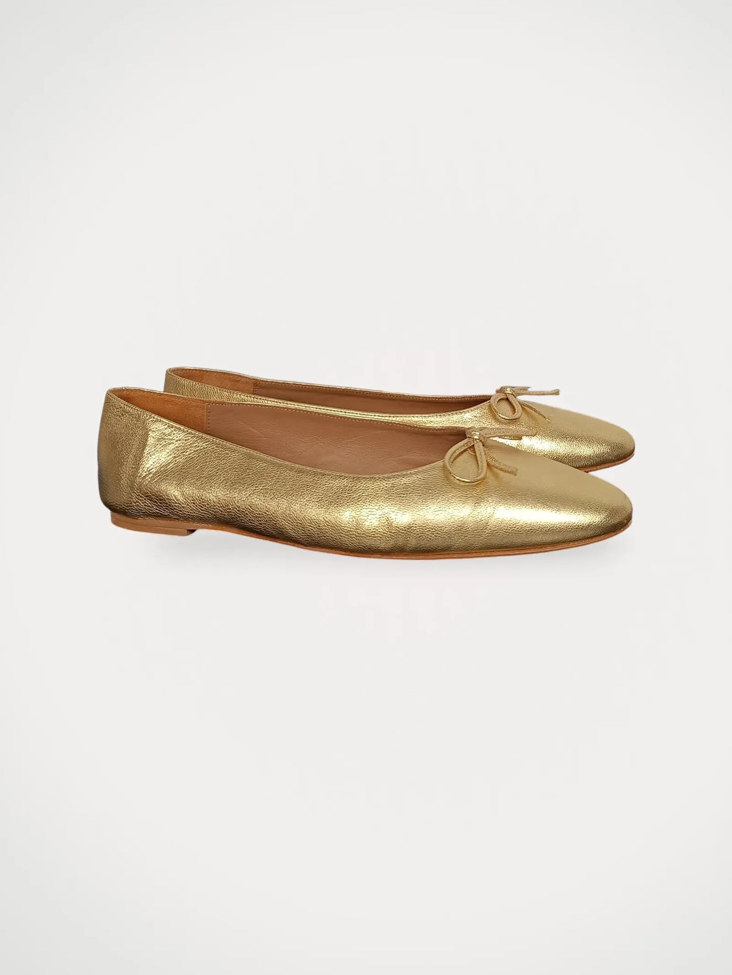 Flattered Bodil Leather Gold-skinnballerinaskor