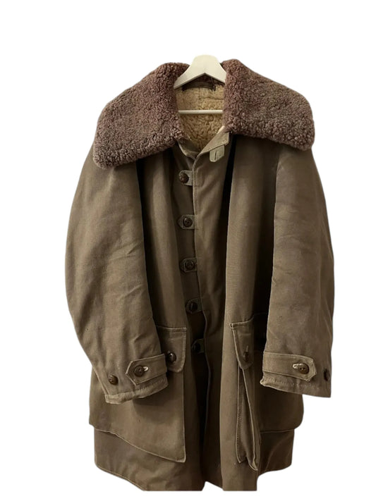 1940s Swedish Army Shearling Coat Livpäls-pälsjacka