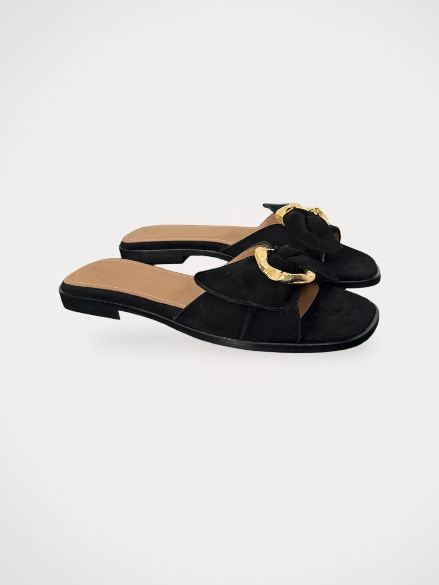 Flattered Marlo Black Suede-sandaler NWOT