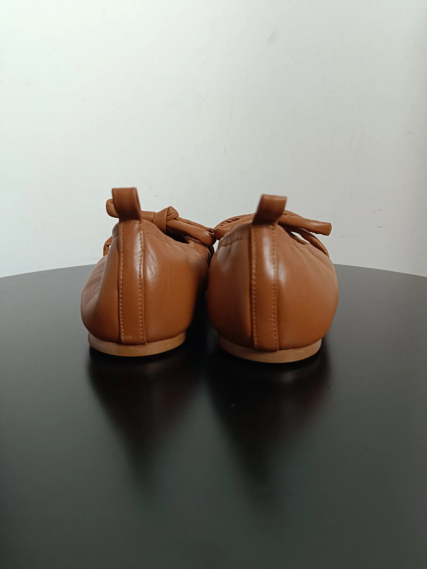 Flattered Polly Cognac Leather-skinnballerinaskor NWOT