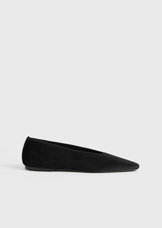 Toteme Minimalist Velvet Ballerinas Black-ballerinaskor NWT