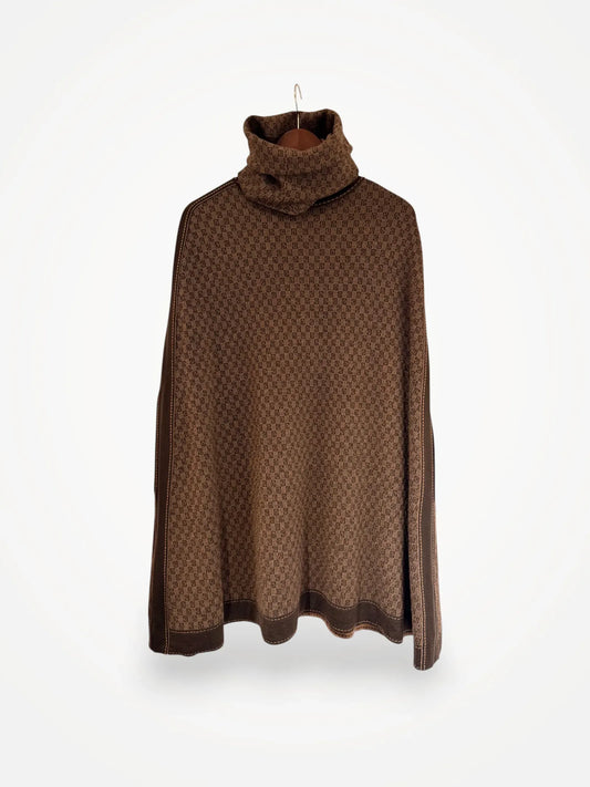 Balmain Hooded Wool-jacquard Cape, 36 Poncho