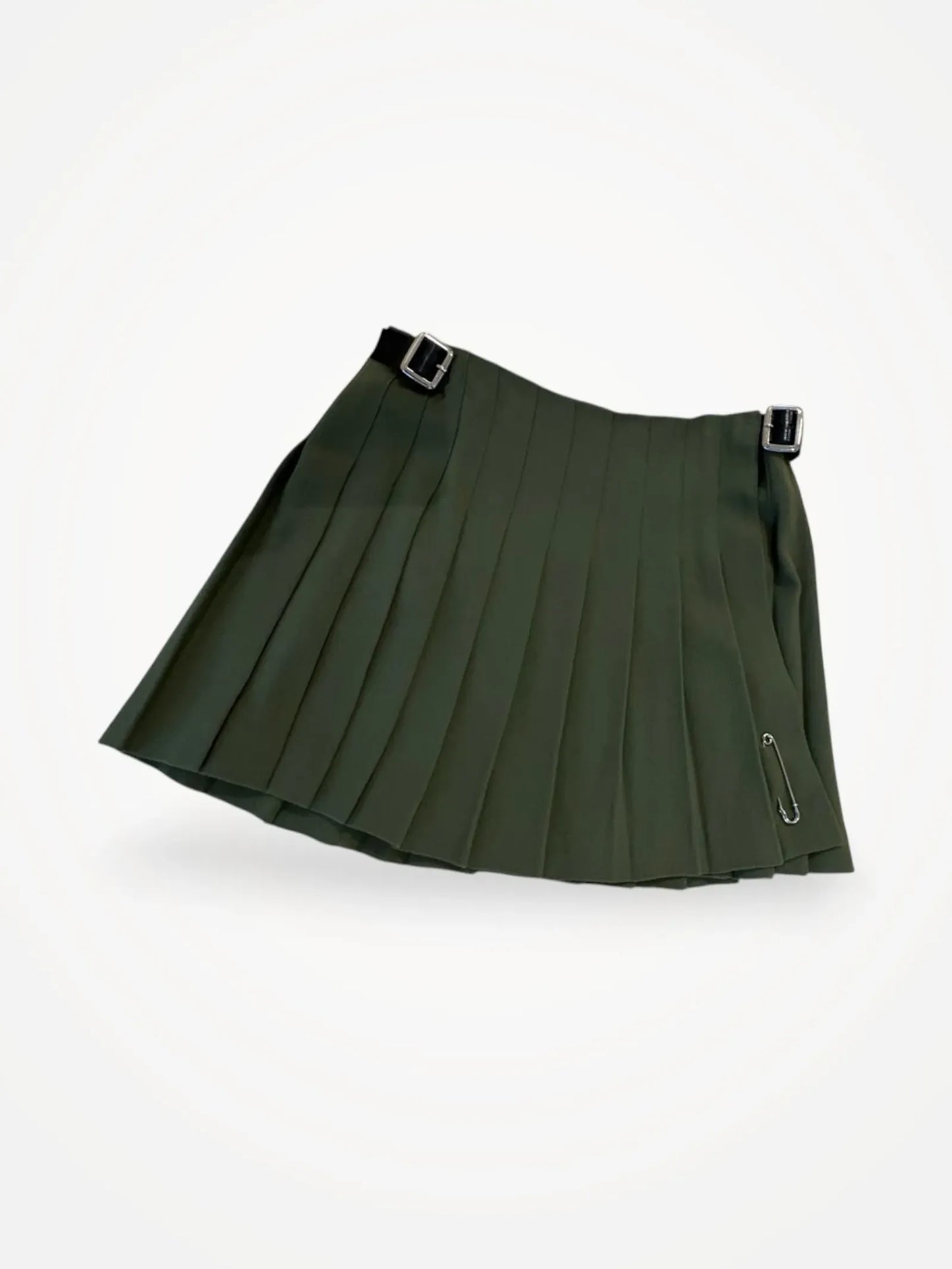 Le Kilt Minikjol I Grön Ull Crepe Skirt