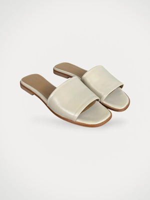 Flattered Mouna Leather White Sandals