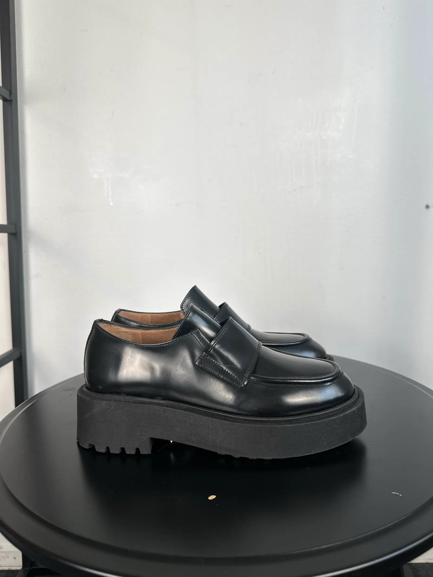 Flattered Leo Leather Black-skinnloafers