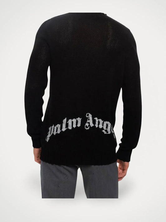 Palm Angels Logo Embroidered Knitted Sweater