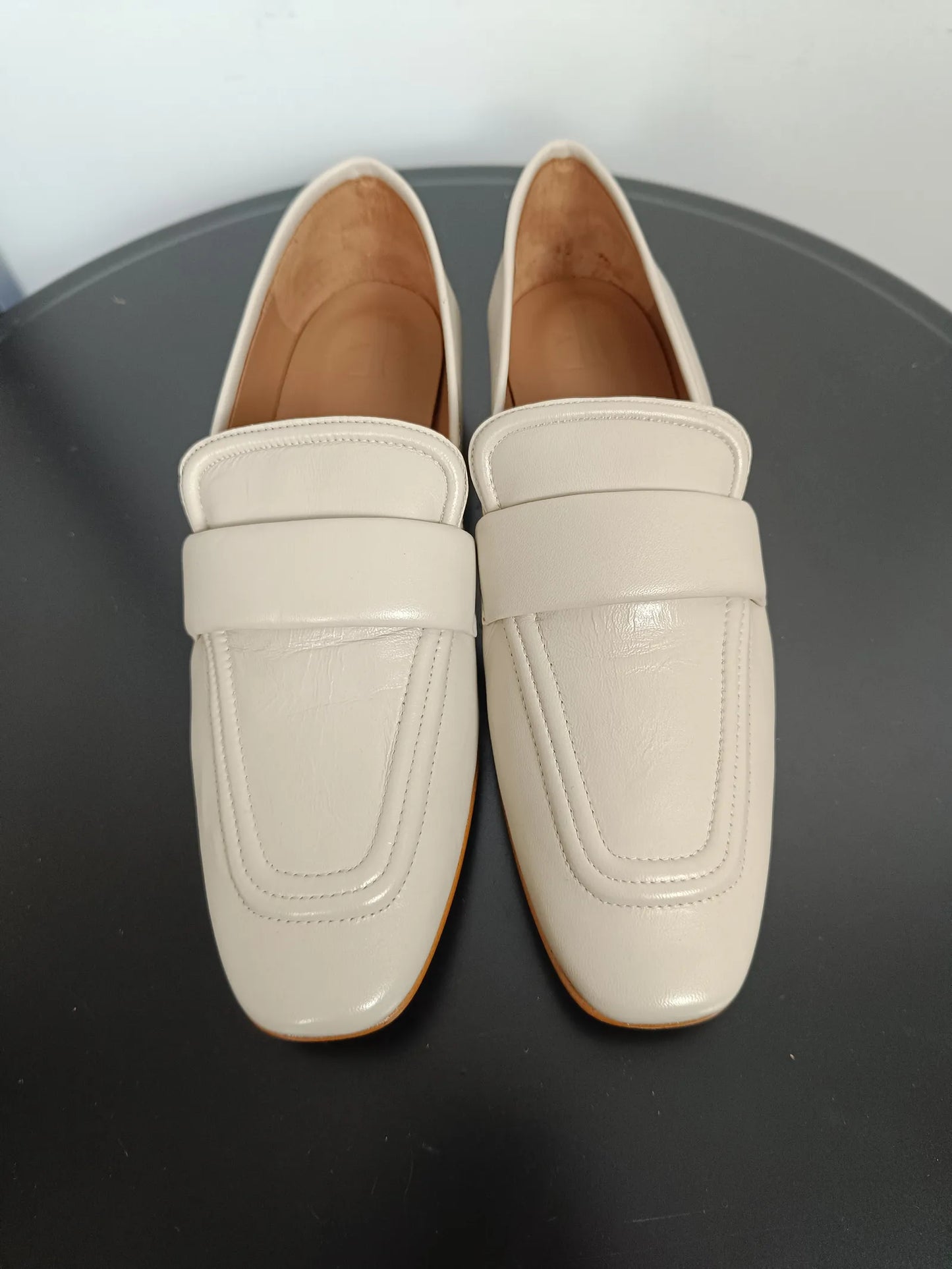Flattered Vivienne Creme Leather Loafers