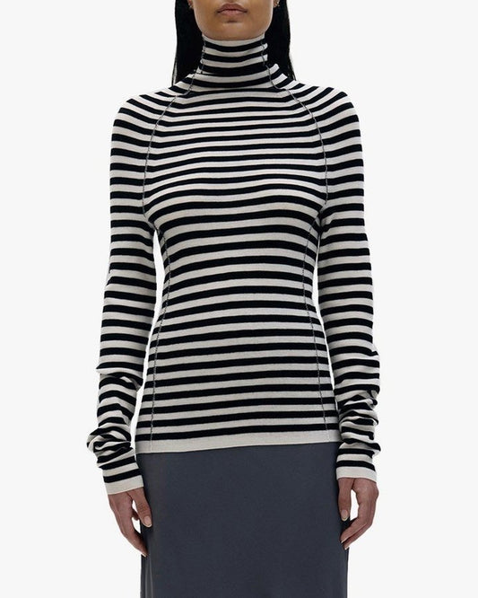 Dagmar Striped Merino Turtleneck-ullpolotröja