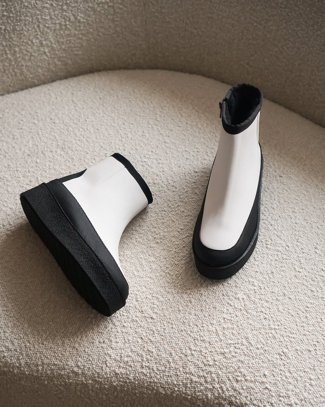 Flattered Aria White Coated Leather Boots