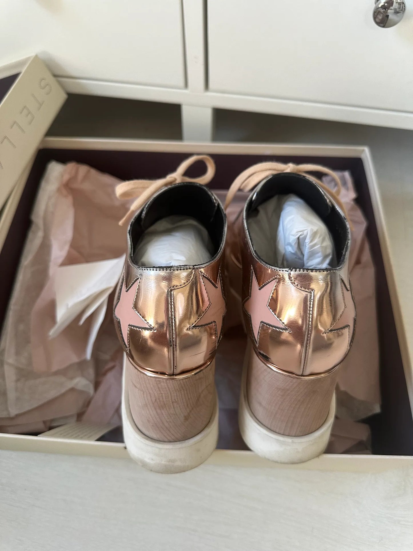 Stella Mccartney Metallic Pink Elyse Star Platforms-sneakers