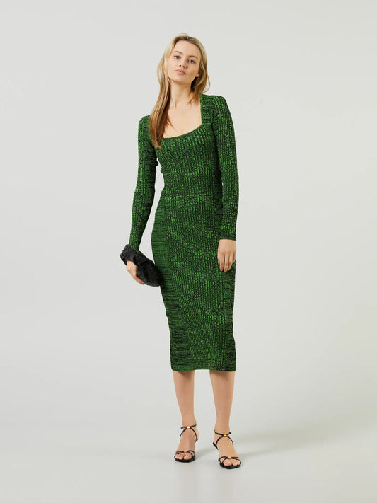 Ganni Green Melange Midi-klänning NWOT
