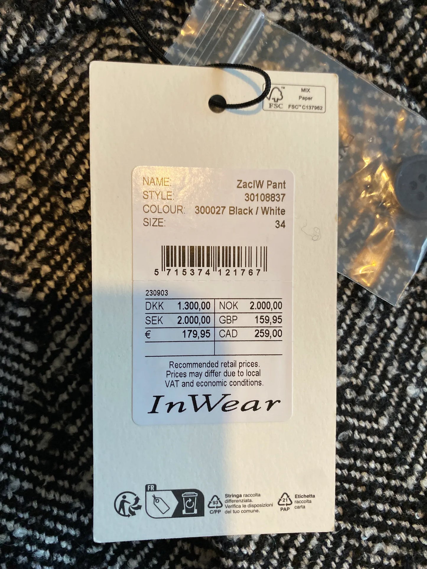 InWear Zac Iw-ullbyxor NWT