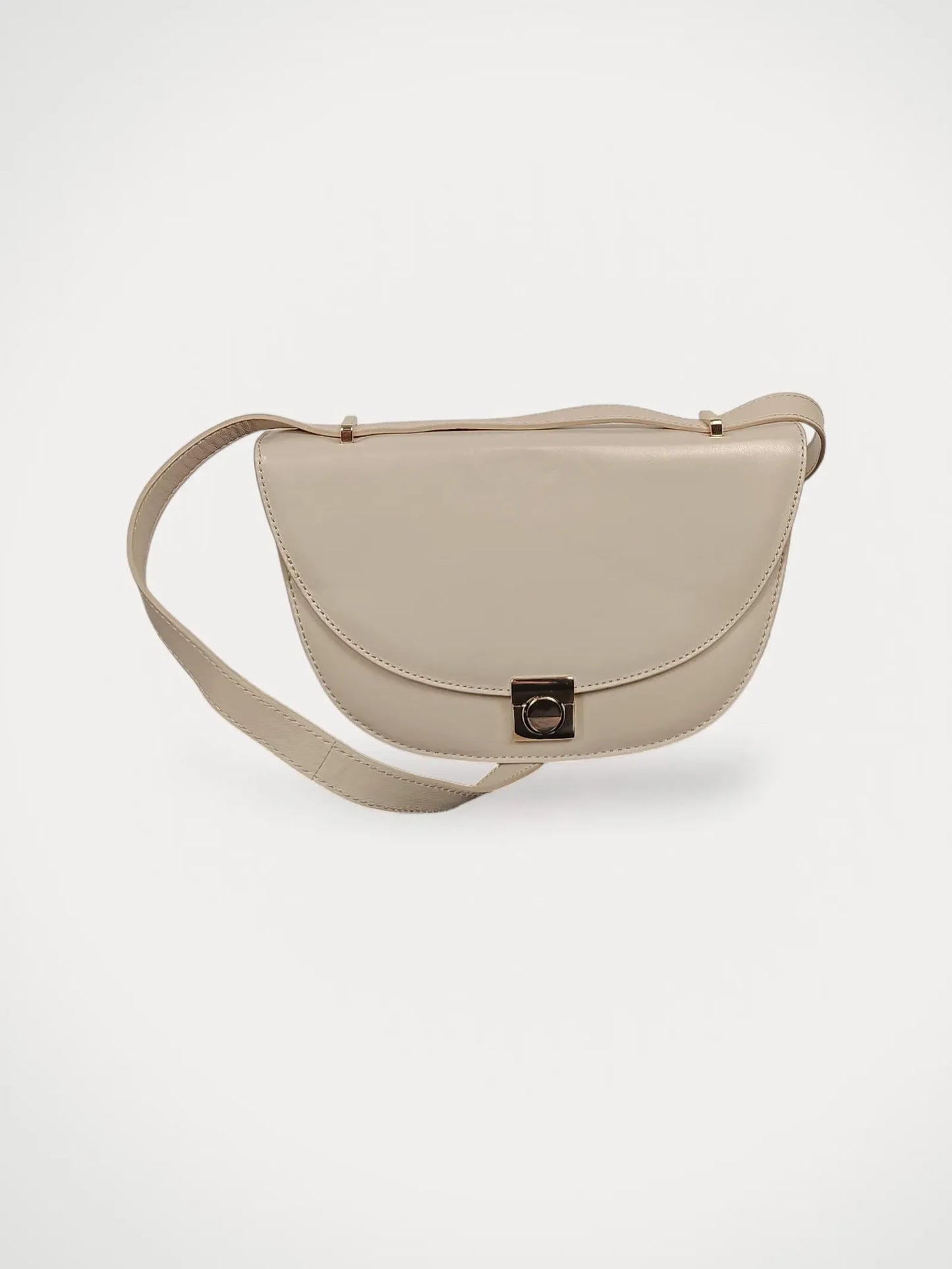 Flattered Cindy Cross Body Taupe-skinnaxelremsväska NWOT