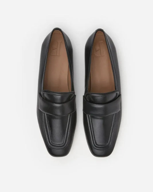 Flattered Vivienne Black Leather-skinnloafers NWT