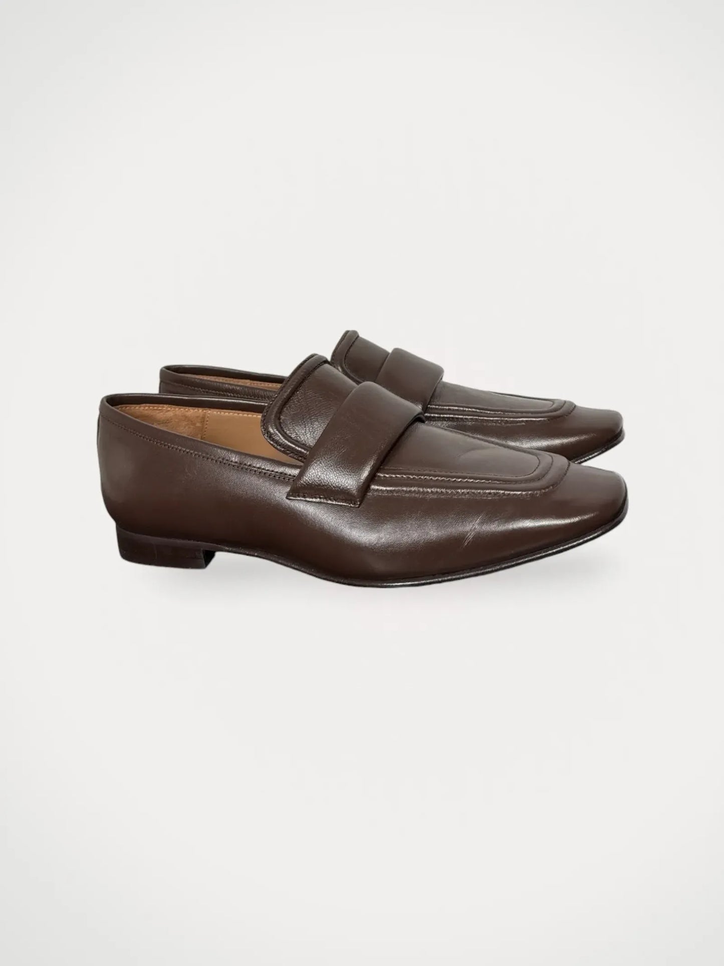 Flattered Vivienne Brown Leather-skinnloafers