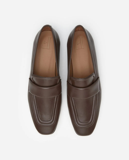 Flattered Vivienne Brown Leather-skinnloafers