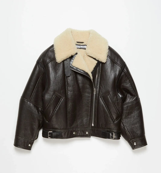 Acne Studios Leather shearling jacket-skinnjacka