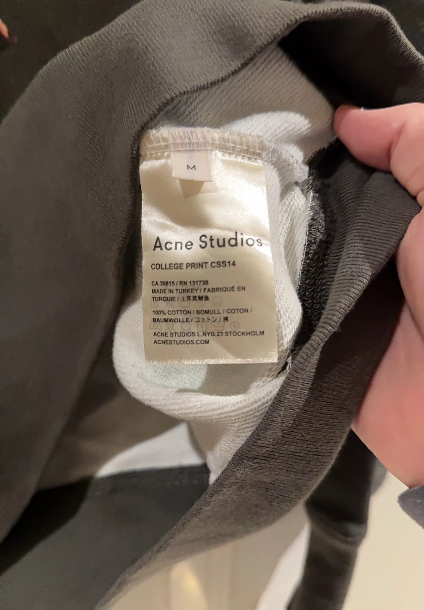 Acne Studios College Print Css14 Sweatshirt