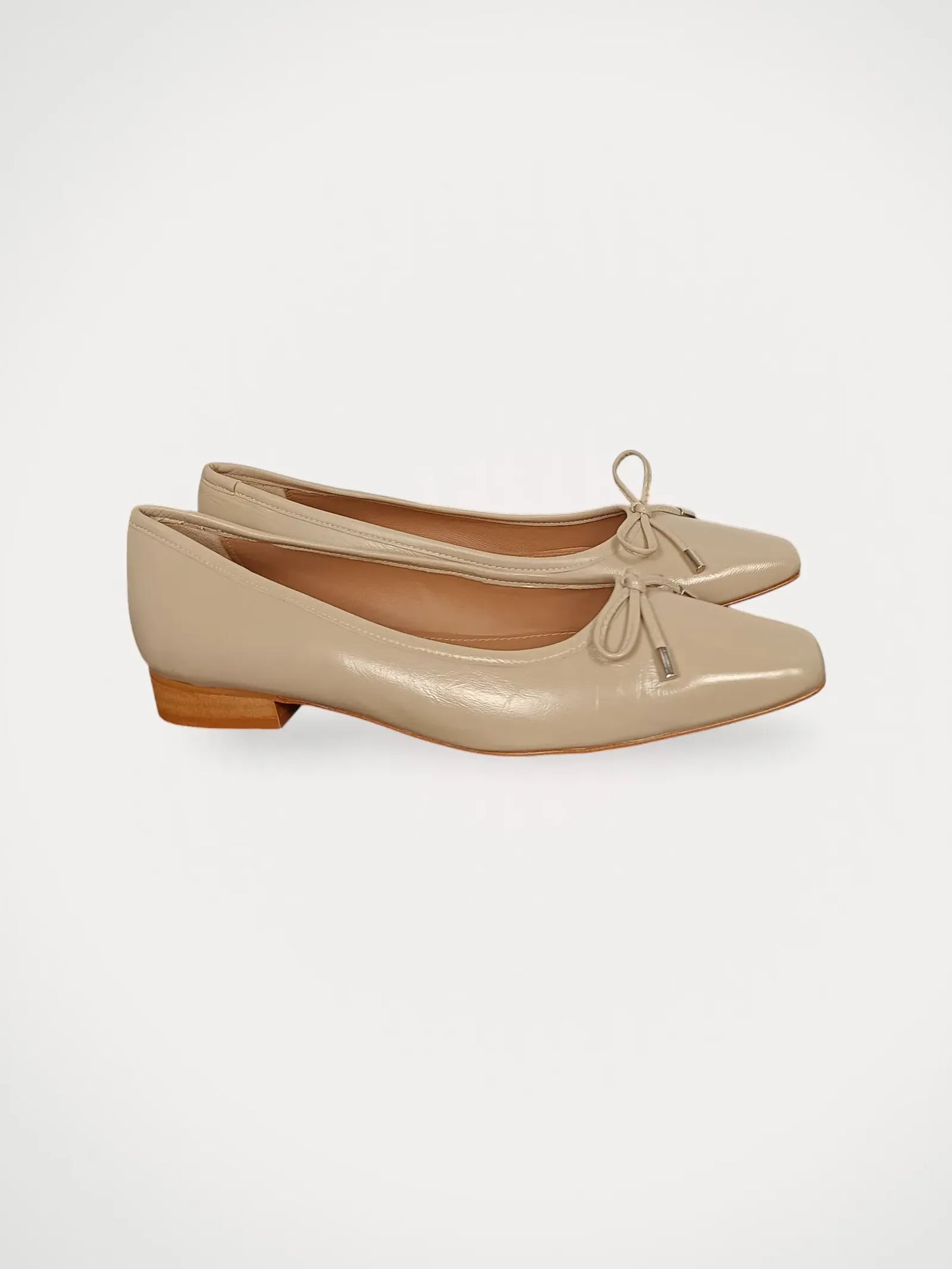 Flattered Monica Leather Beige-skinnballerinaskor