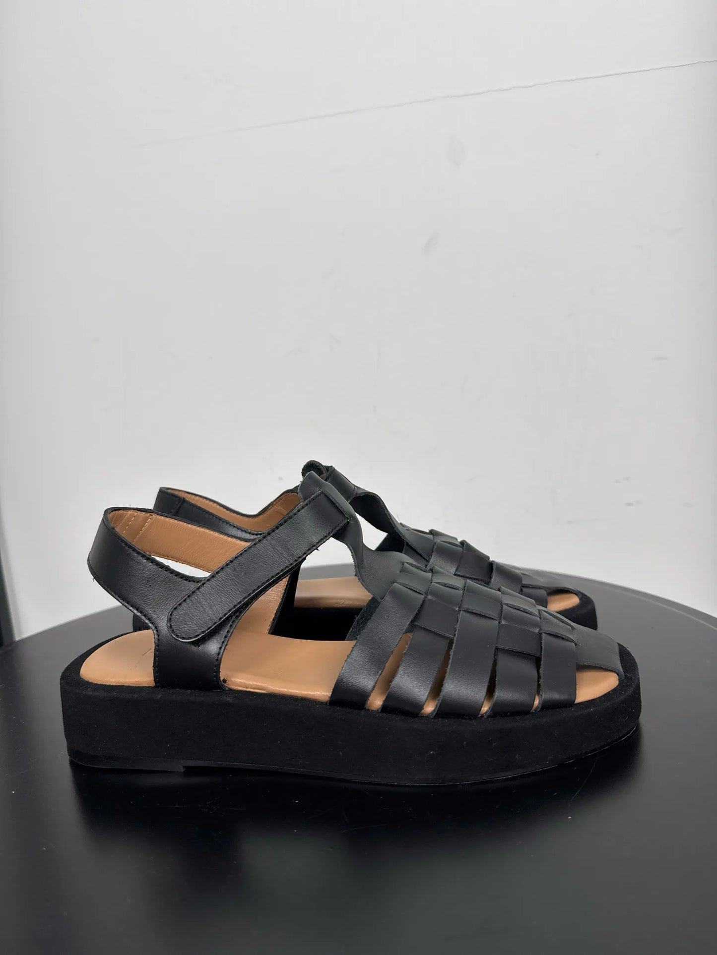 Flattered Gigi Black Leather Sandals