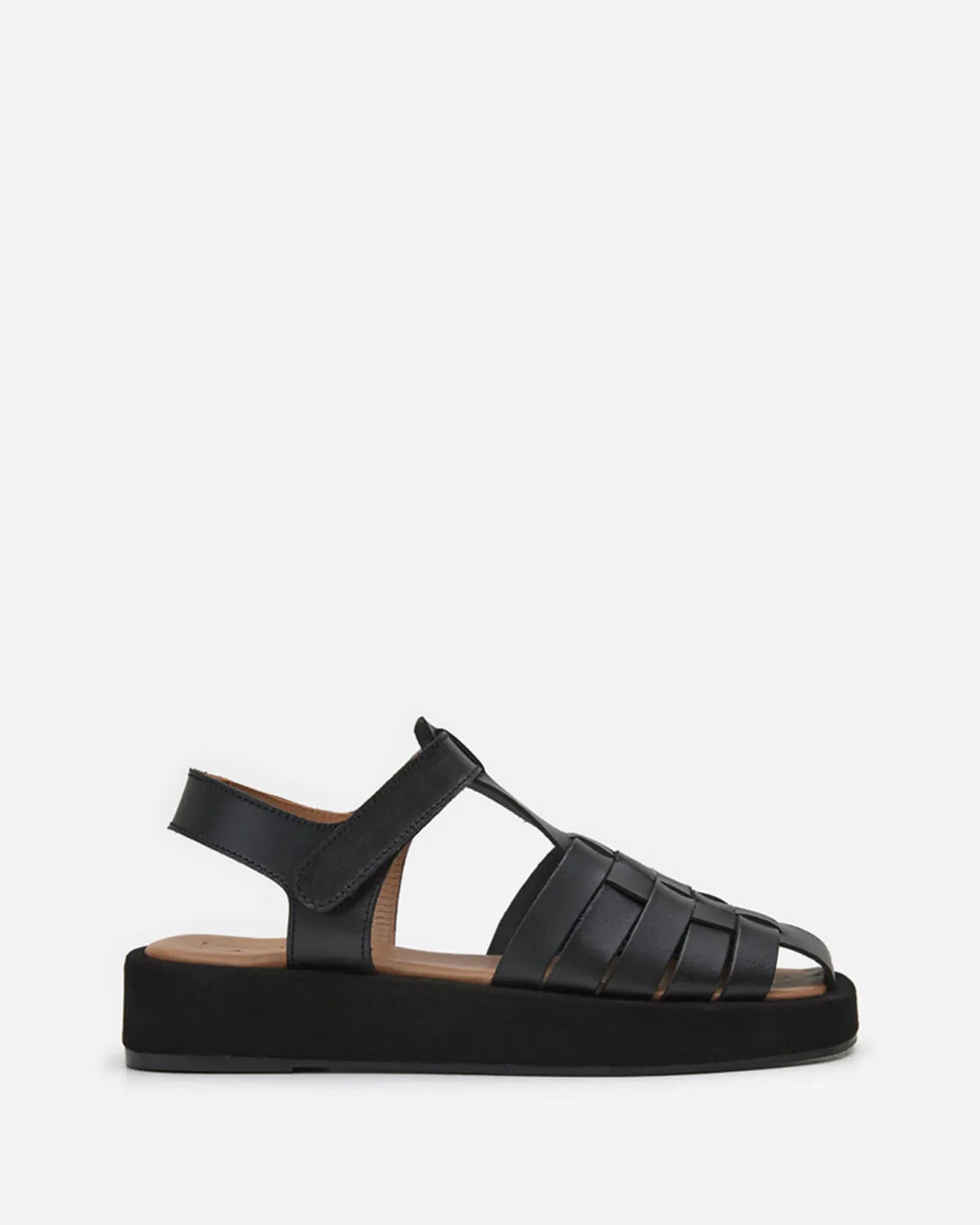 Flattered Gigi Black Leather Sandals