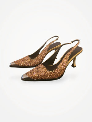 Stine Goya Eiffel Metal Cap Sling Back Heels